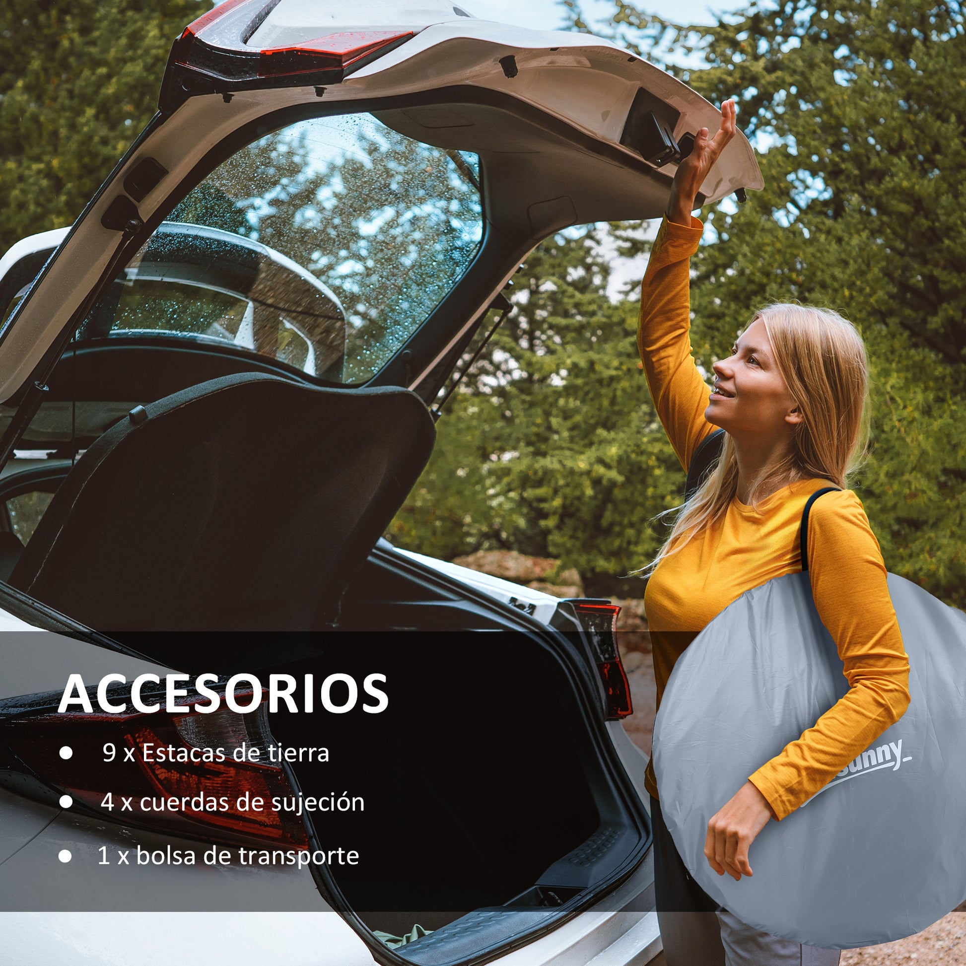 Pop-Up Tent for 2-3 People Camping Tent Portable Foldable Waterproof with Window Door and Carrying Bag for Fishing Hiking 245x148x105 cm Gray