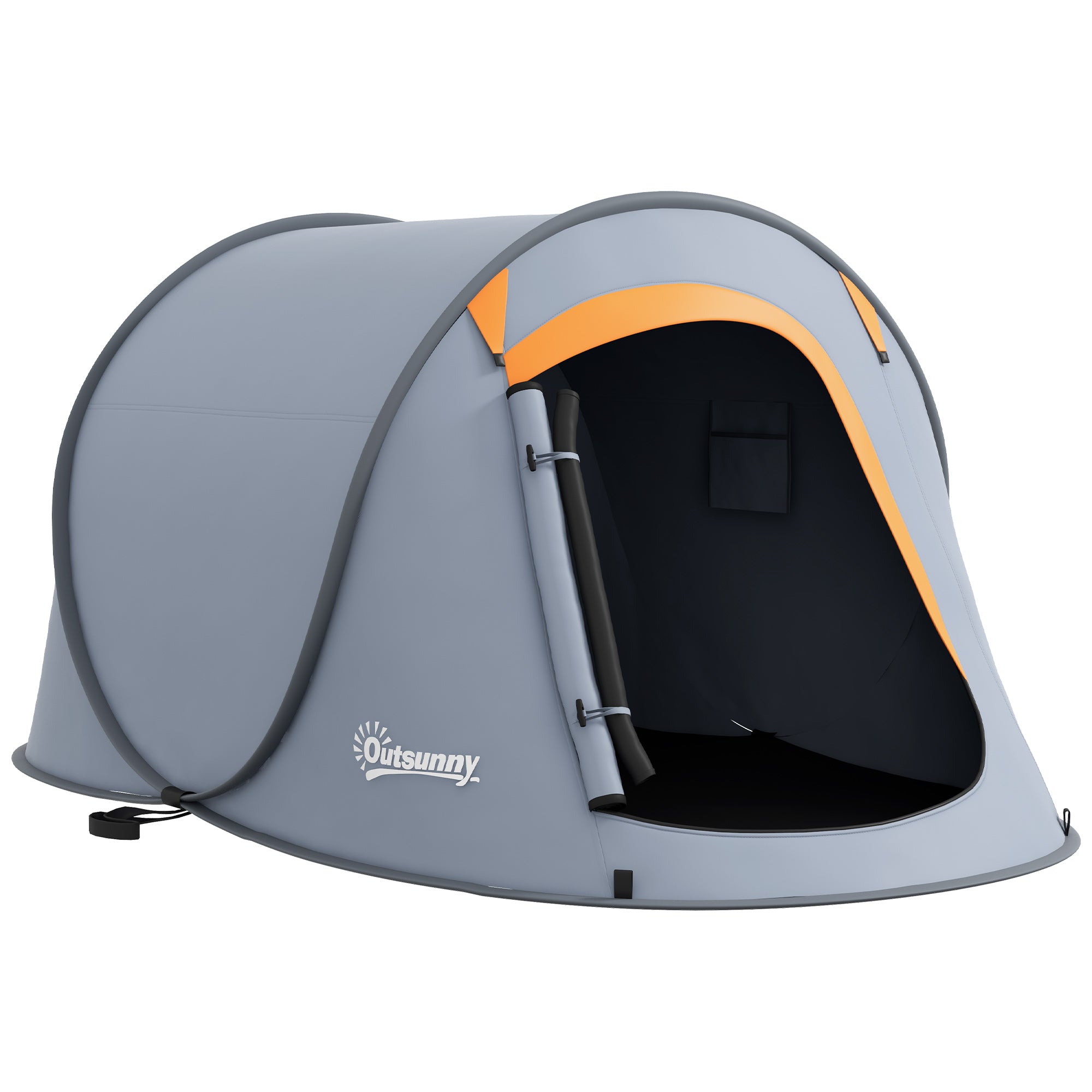 Pop-Up Tent for 2-3 People Camping Tent Portable Foldable Waterproof with Window Door and Carrying Bag for Fishing Hiking 245x148x105 cm Gray
