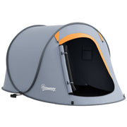 Pop-Up Tent for 2-3 People Camping Tent Portable Foldable Waterproof with Window Door and Carrying Bag for Fishing Hiking 245x148x105 cm Gray