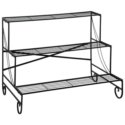 Flower Stand Flower Rack Metal 3 Tiers Plant Stand Flower Step for Indoor and Outdoor Garden Balcony Black 95 x 63 x 72 cm