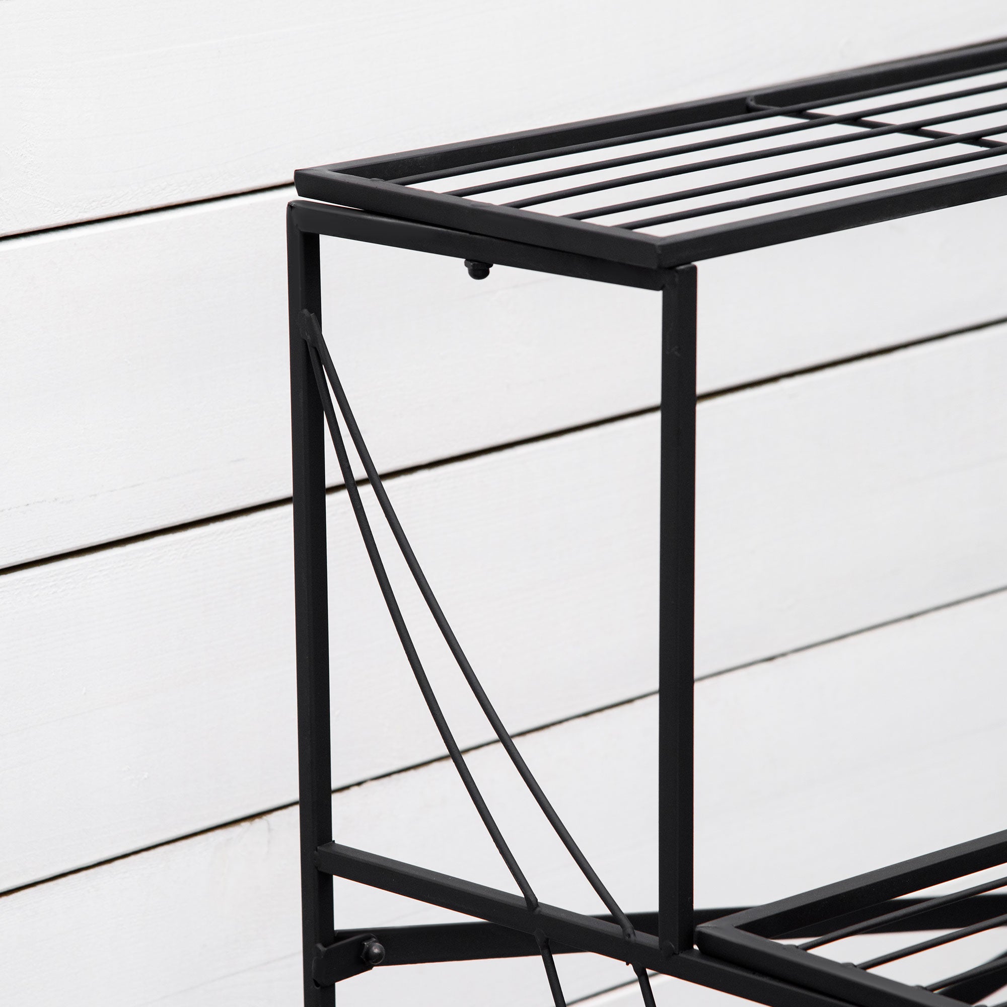 Flower Stand Flower Rack Metal 3 Tiers Plant Stand Flower Step for Indoor and Outdoor Garden Balcony Black 95 x 63 x 72 cm