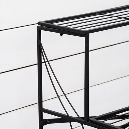 Flower Stand Flower Rack Metal 3 Tiers Plant Stand Flower Step for Indoor and Outdoor Garden Balcony Black 95 x 63 x 72 cm