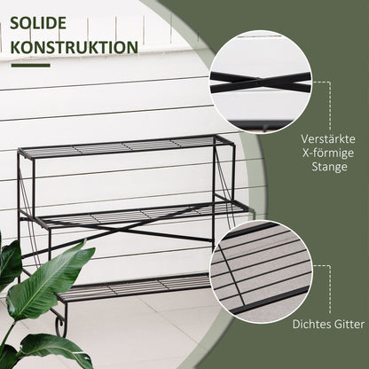 Flower Stand Flower Rack Metal 3 Tiers Plant Stand Flower Step for Indoor and Outdoor Garden Balcony Black 95 x 63 x 72 cm