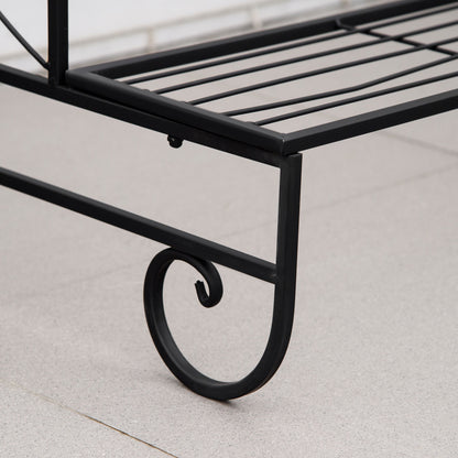 Flower Stand Flower Rack Metal 3 Tiers Plant Stand Flower Step for Indoor and Outdoor Garden Balcony Black 95 x 63 x 72 cm
