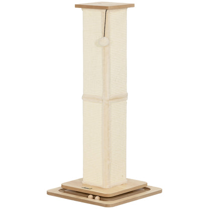 3-in-1 Scratching Post, 87cm Scratching Column, Sisal Cat Scratching Tree with Play Ball, Cat Scratching Furniture, Indoor, Oak