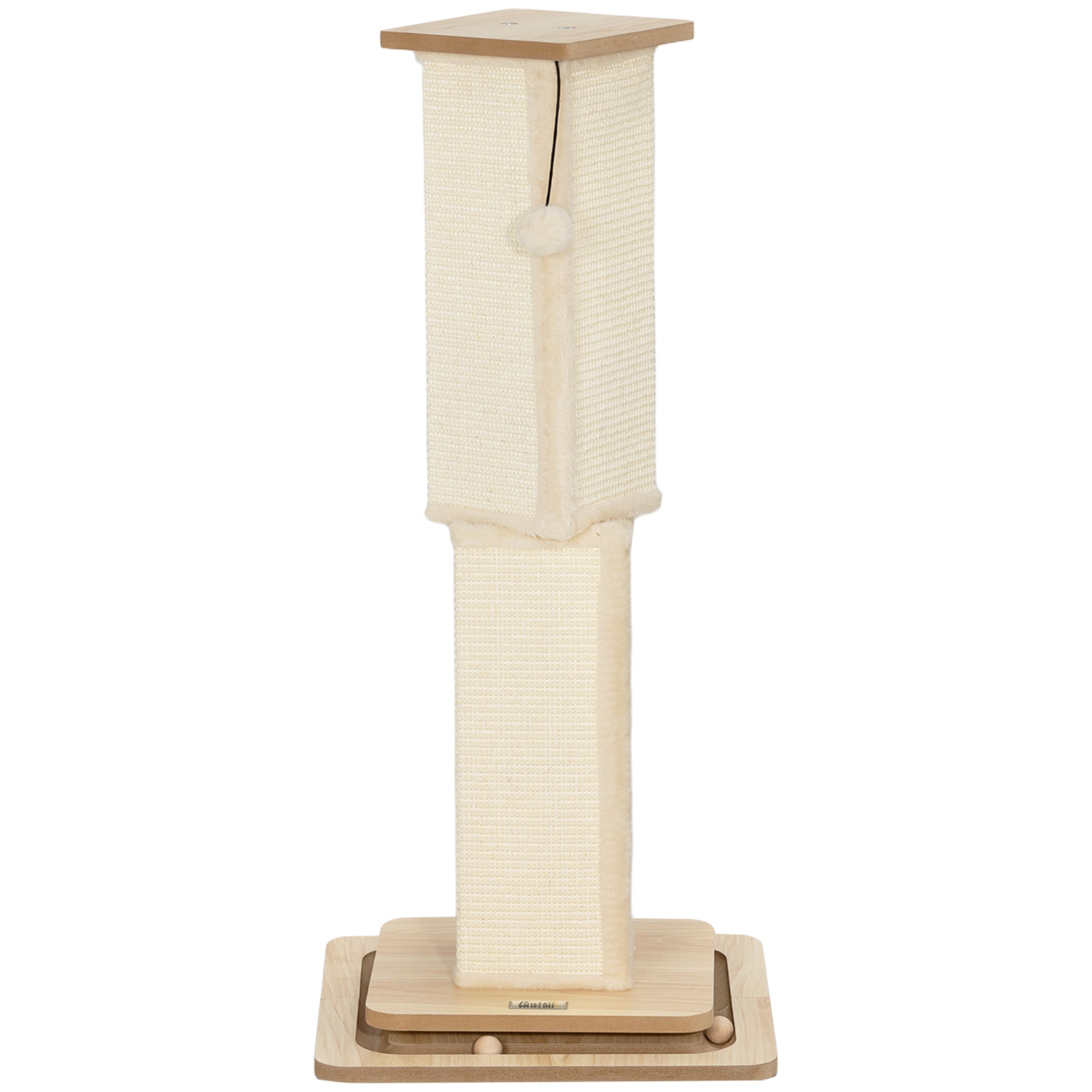 3-in-1 Scratching Post, 87cm Scratching Column, Sisal Cat Scratching Tree with Play Ball, Cat Scratching Furniture, Indoor, Oak