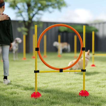 Agility Set Dogs 3-Piece Fillable Agility Equipment for Dog Training Jump Hurdle Set with Adjustable Slalom Poles Hurdles Jump Ring Coordination Training Games Training
