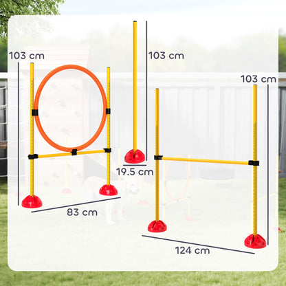 Agility Set Dogs 3-Piece Fillable Agility Equipment for Dog Training Jump Hurdle Set with Adjustable Slalom Poles Hurdles Jump Ring Coordination Training Games Training