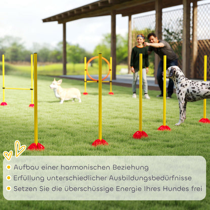 Agility Set Dogs 3-Piece Fillable Agility Equipment for Dog Training Jump Hurdle Set with Adjustable Slalom Poles Hurdles Jump Ring Coordination Training Games Training