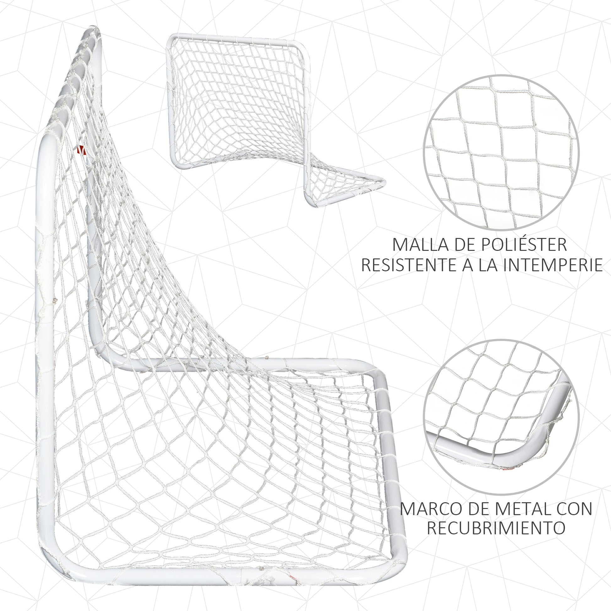 Set of 2 Soccer Goals with Net and Ball for Kids and Adults Outdoor Sports Toy Steel and Polyester 78x46x56 cm White