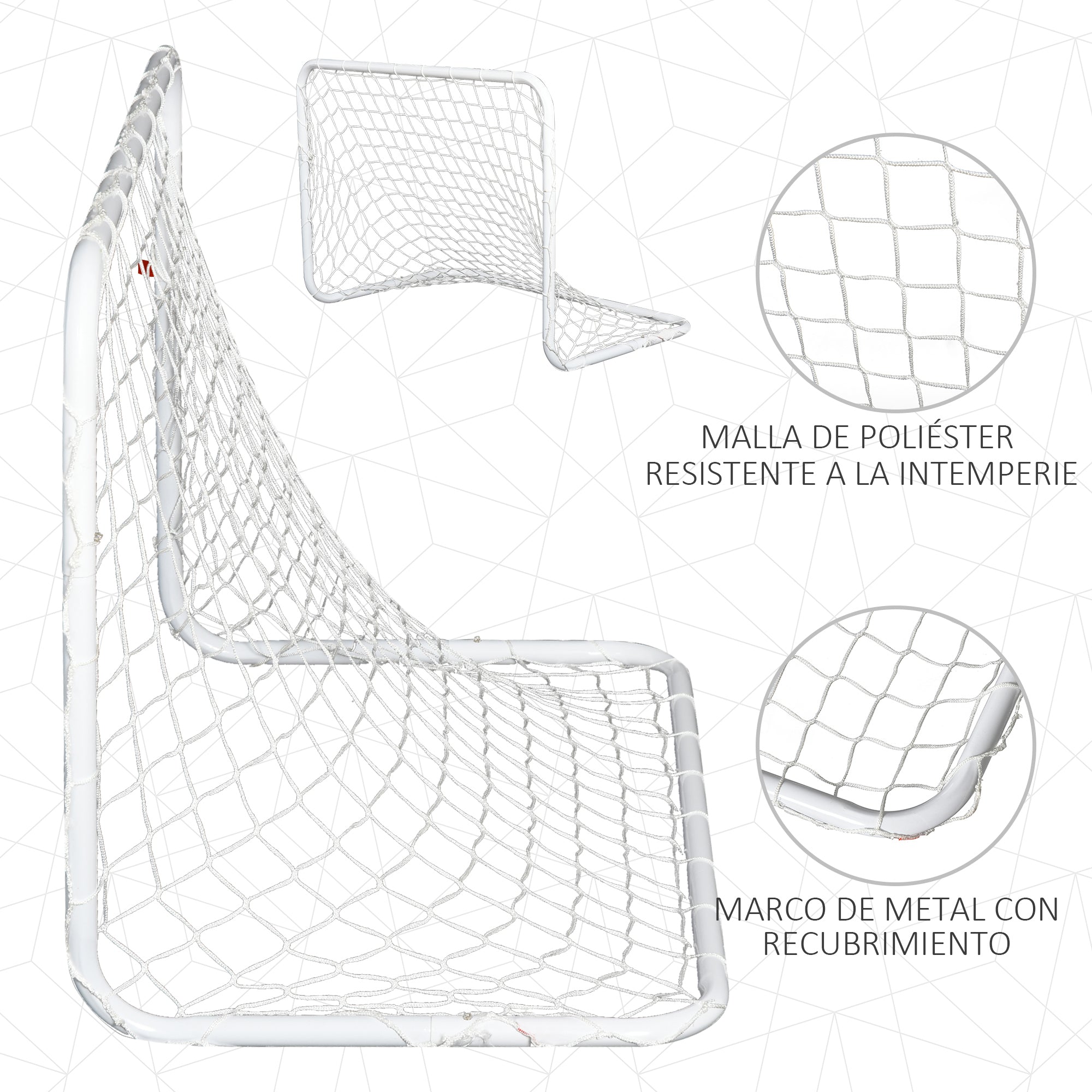 Set of 2 Soccer Goals with Net and Ball for Kids and Adults Outdoor Sports Toy Steel and Polyester 78x46x56 cm White