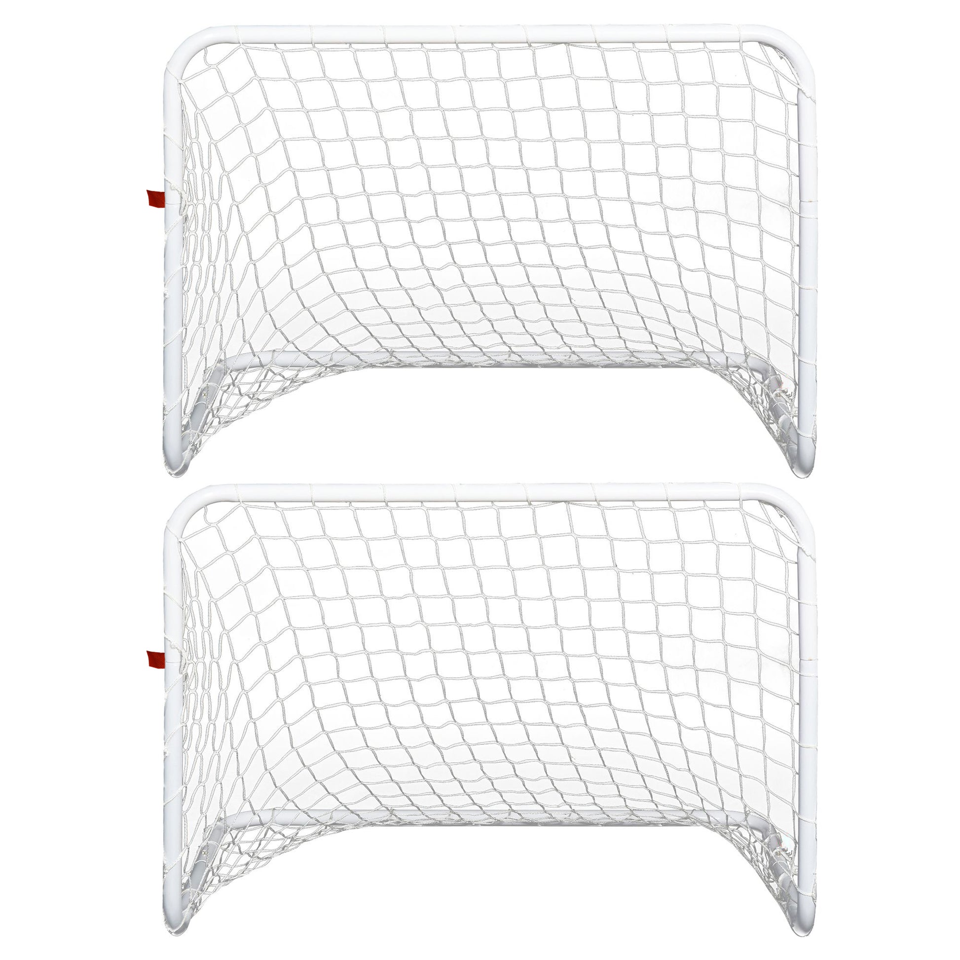 Set of 2 Soccer Goals with Net and Ball for Kids and Adults Outdoor Sports Toy Steel and Polyester 78x46x56 cm White