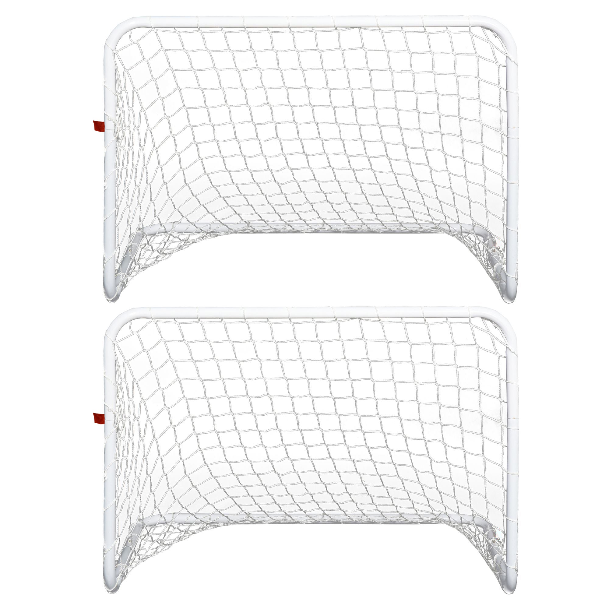 Set of 2 Soccer Goals with Net and Ball for Kids and Adults Outdoor Sports Toy Steel and Polyester 78x46x56 cm White