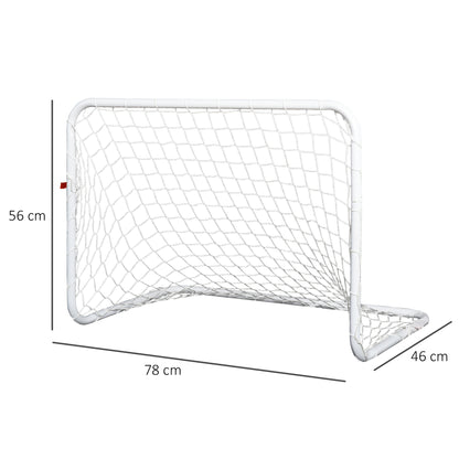 Set of 2 Soccer Goals with Net and Ball for Kids and Adults Outdoor Sports Toy Steel and Polyester 78x46x56 cm White