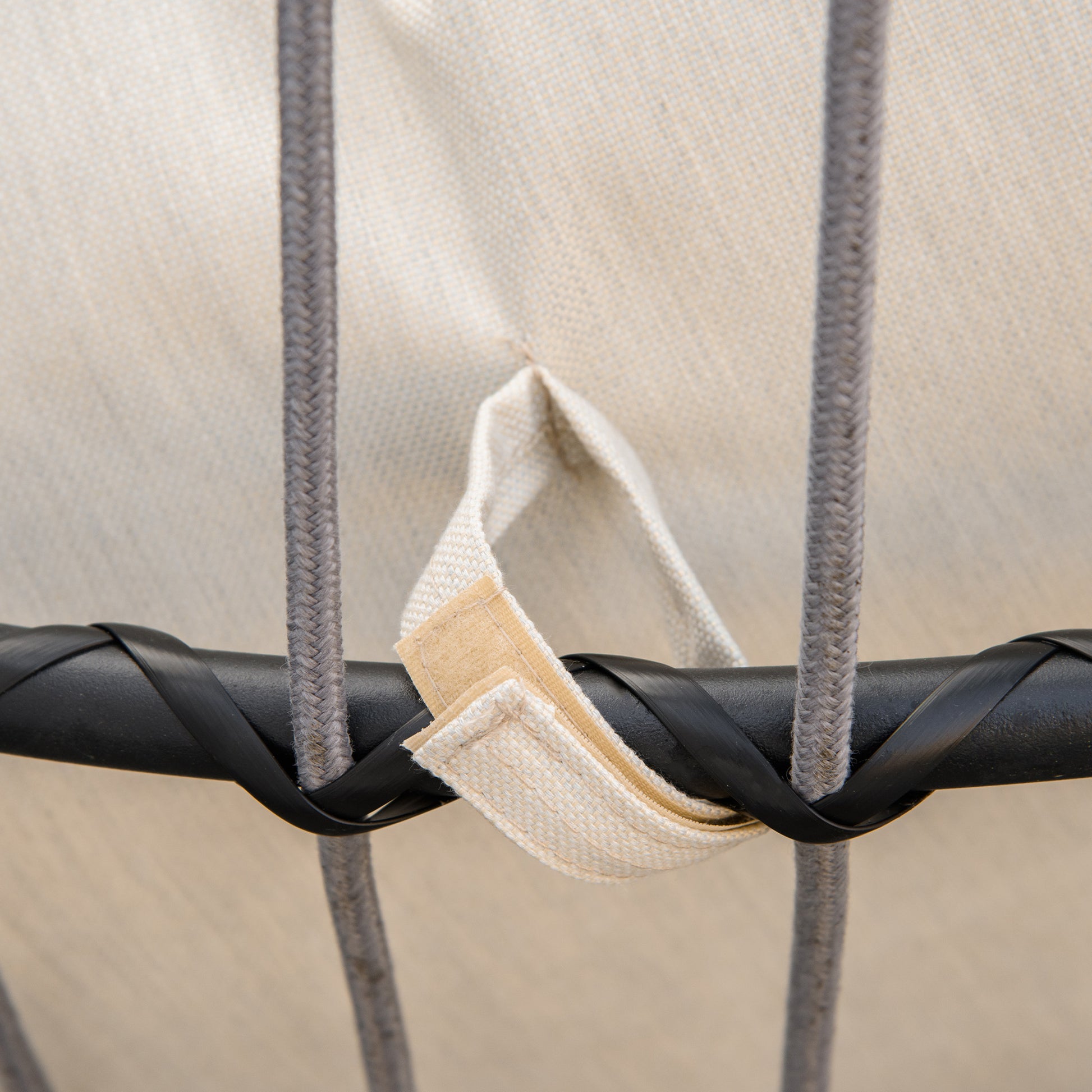 Hanging Chair Hanging Basket with Stand Hanging Swing Hanging Chair with Cushion Basket Foldable Metal Black+Cream White 101 x 101 x 188 cm