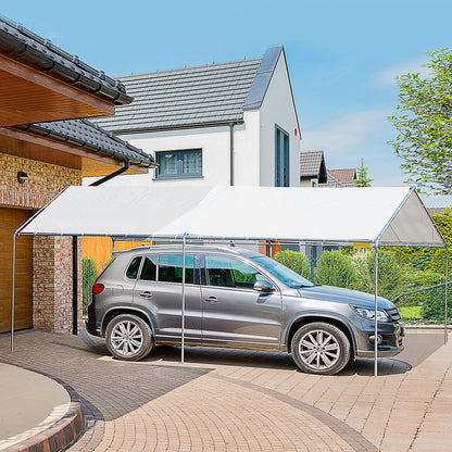 Outdoor Carport 3x6 m Car Garage Waterproof Canopy with PE Fabric Cover and Galvanized Steel Frame Gazebo Pavilion for Garden Patio White