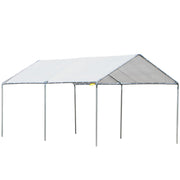 Outdoor Carport 3x6 m Car Garage Waterproof Canopy with PE Fabric Cover and Galvanized Steel Frame Gazebo Pavilion for Garden Patio White