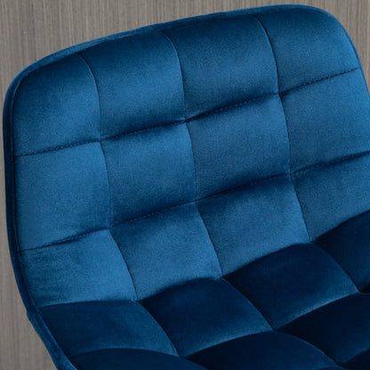 Set of 2 High Bar Stools in Nordic Style with Backrest and Footrest, Bar Stools with Velvet Effect Fabric and Metal, 45x47x88 cm, Blue