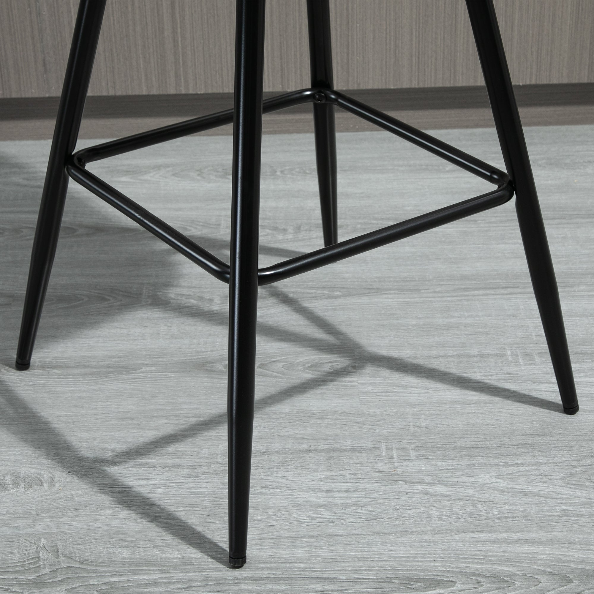 Set of 2 High Bar Stools in Nordic Style with Backrest and Footrest, Bar Stools with Velvet Effect Fabric and Metal, 45x47x88 cm, Blue