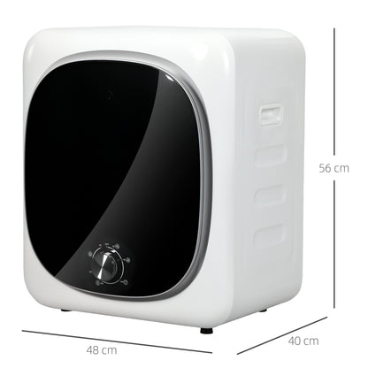 Compact Vent Tumble Dryer Electric 800W 4Kg with 5 Drying Modes, Stainless Steel Drum, Front Load, for Apartment, House, RV, White