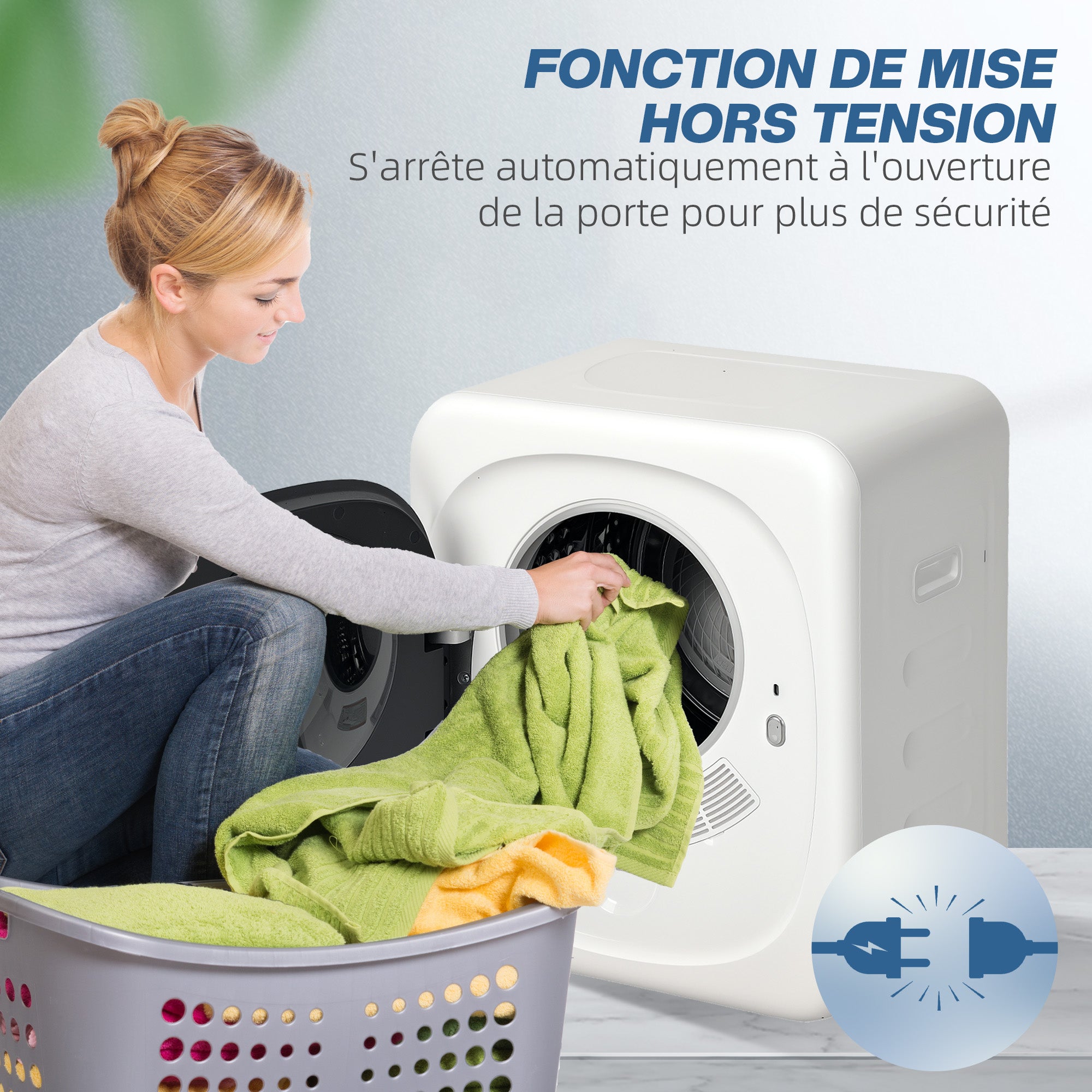 Compact Vent Tumble Dryer Electric 800W 4Kg with 5 Drying Modes, Stainless Steel Drum, Front Load, for Apartment, House, RV, White