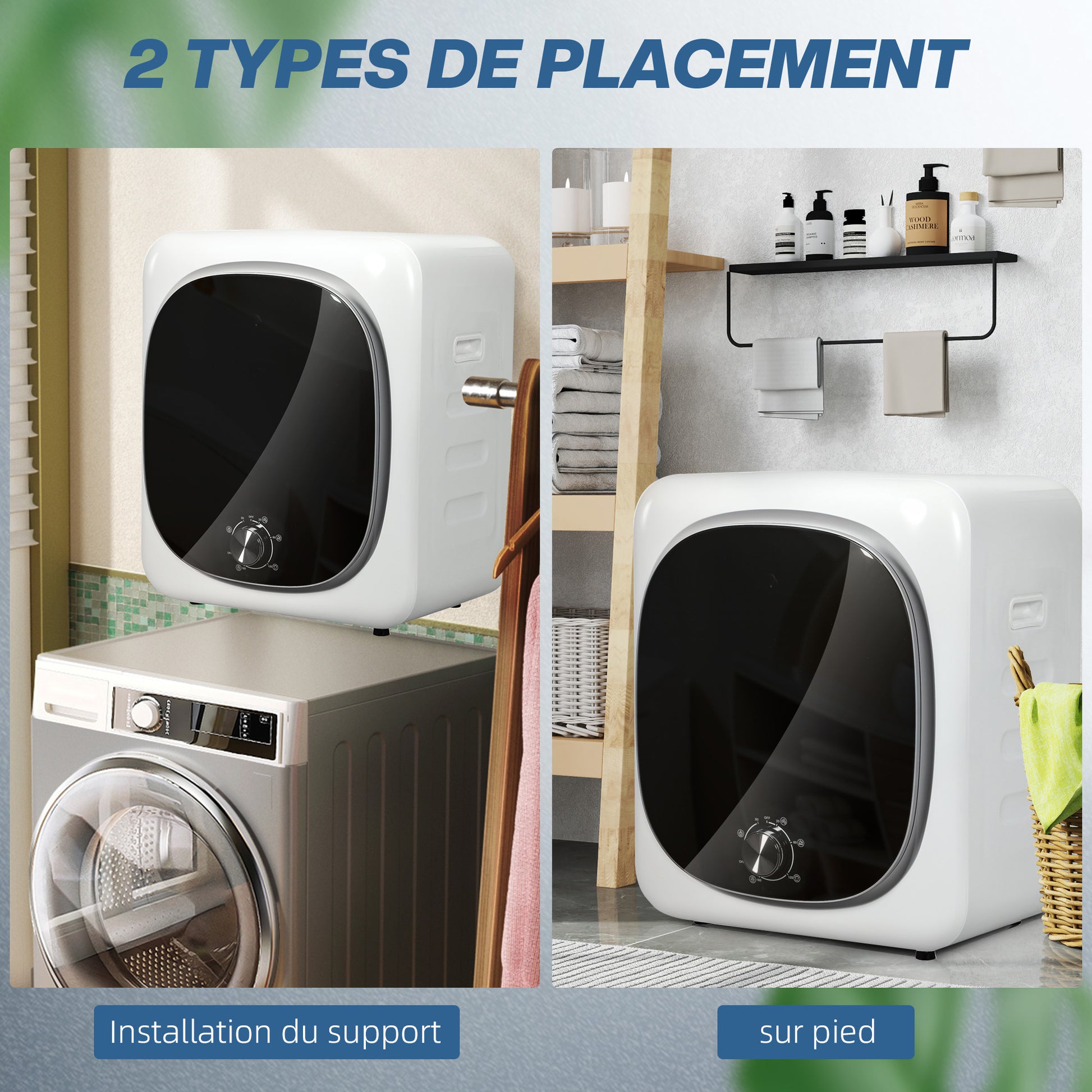 Compact Vent Tumble Dryer Electric 800W 4Kg with 5 Drying Modes, Stainless Steel Drum, Front Load, for Apartment, House, RV, White