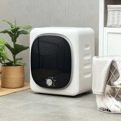 Compact Vent Tumble Dryer Electric 800W 4Kg with 5 Drying Modes, Stainless Steel Drum, Front Load, for Apartment, House, RV, White