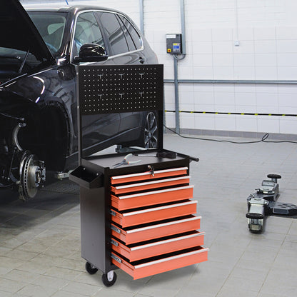 Tool Cart Tool Equipment with Tool Chest 61.5 x 33 x 76cm Black and Orange