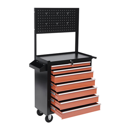 Tool Cart Tool Equipment with Tool Chest 61.5 x 33 x 76cm Black and Orange