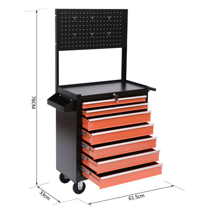 Tool Cart Tool Equipment with Tool Chest 61.5 x 33 x 76cm Black and Orange