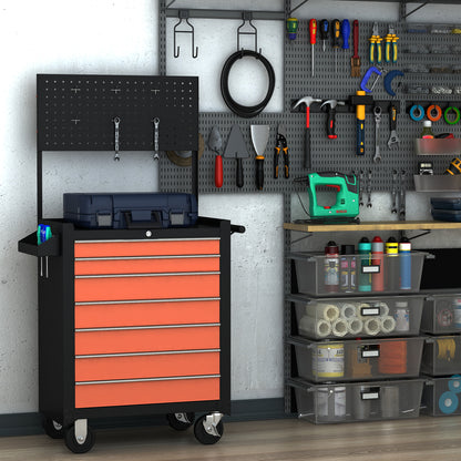 Tool Cart Tool Equipment with Tool Chest 61.5 x 33 x 76cm Black and Orange