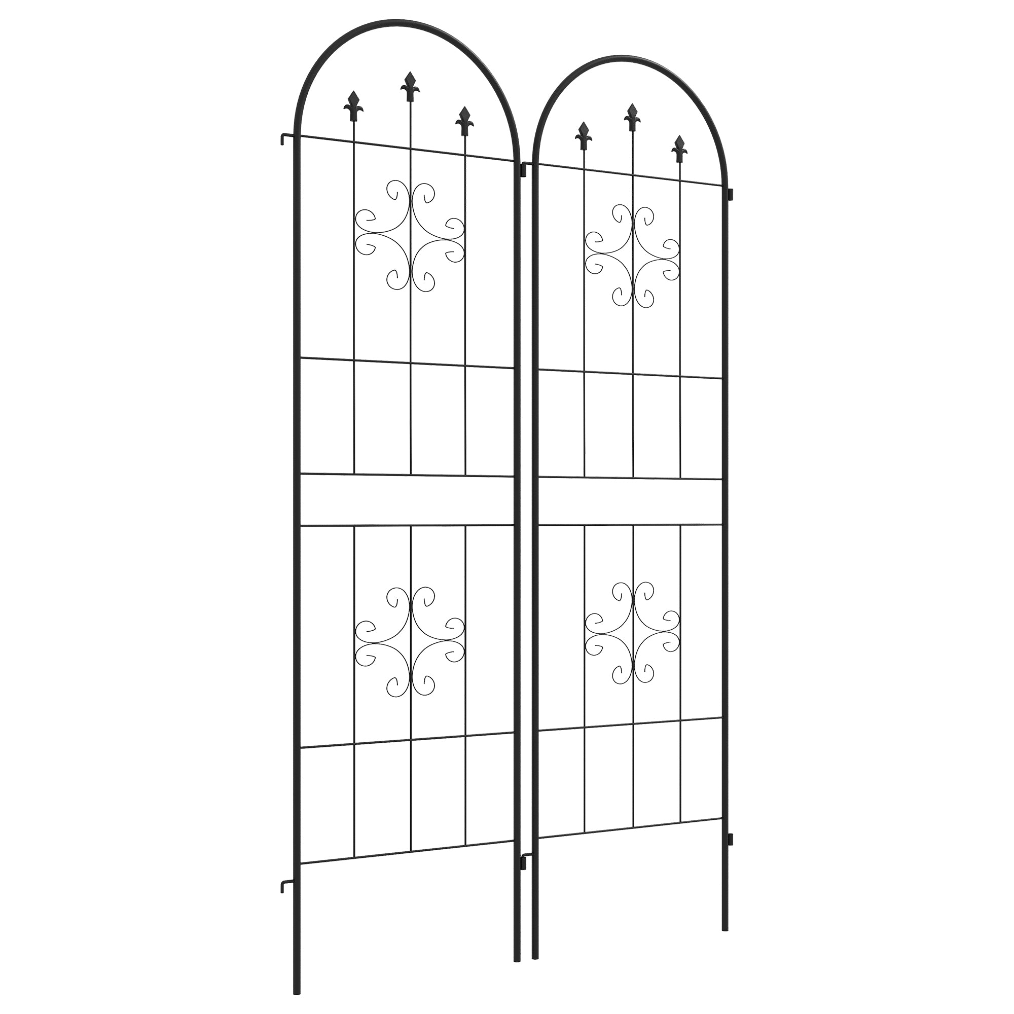 Set of 2 Garden Trellises, Climbing Plant Support made of Steel, 50L x 180H cm, black