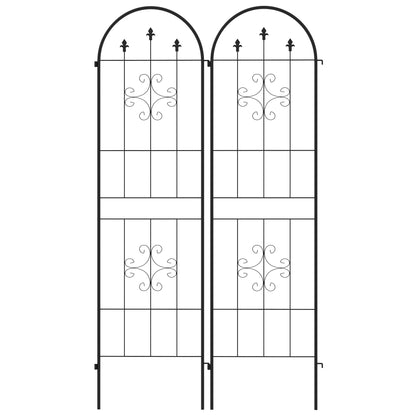 Set of 2 Garden Trellises, Climbing Plant Support made of Steel, 50L x 180H cm, black