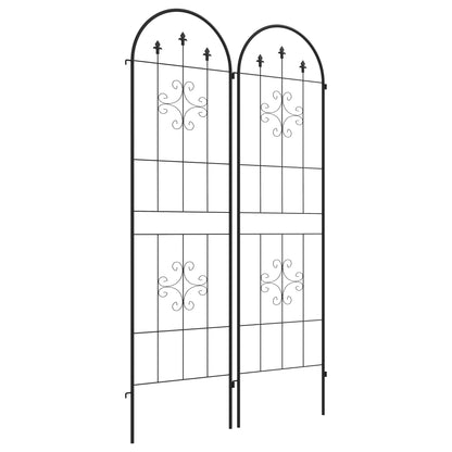 Set of 2 Garden Trellises, Climbing Plant Support made of Steel, 50L x 180H cm, black