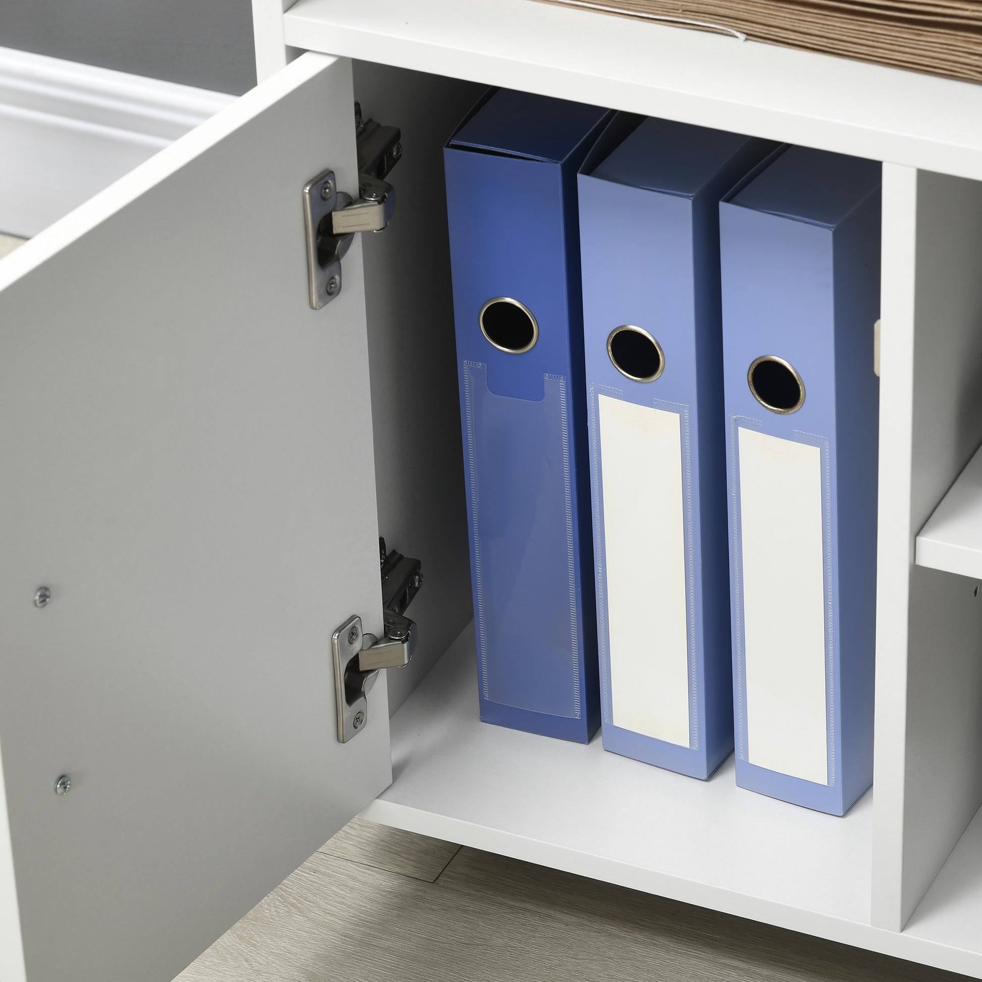 Printer Cabinet with Wheels Multifunctional Office Cabinet with Shelves and Ample Storage Space 60x50x65.5 cm White
