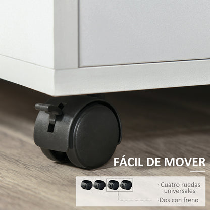 Printer Cabinet with Wheels Multifunctional Office Cabinet with Shelves and Ample Storage Space 60x50x65.5 cm White