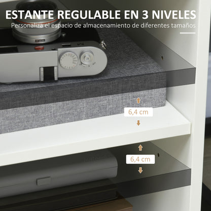 Printer Cabinet with Wheels Multifunctional Office Cabinet with Shelves and Ample Storage Space 60x50x65.5 cm White