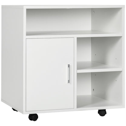 Printer Cabinet with Wheels Multifunctional Office Cabinet with Shelves and Ample Storage Space 60x50x65.5 cm White
