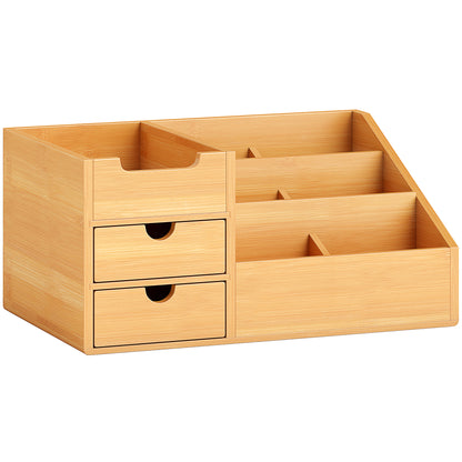 Desk Organizer Storage Box Office Box Organization 2 Drawers Natural L33 x W20.5 x H15.5 cm
