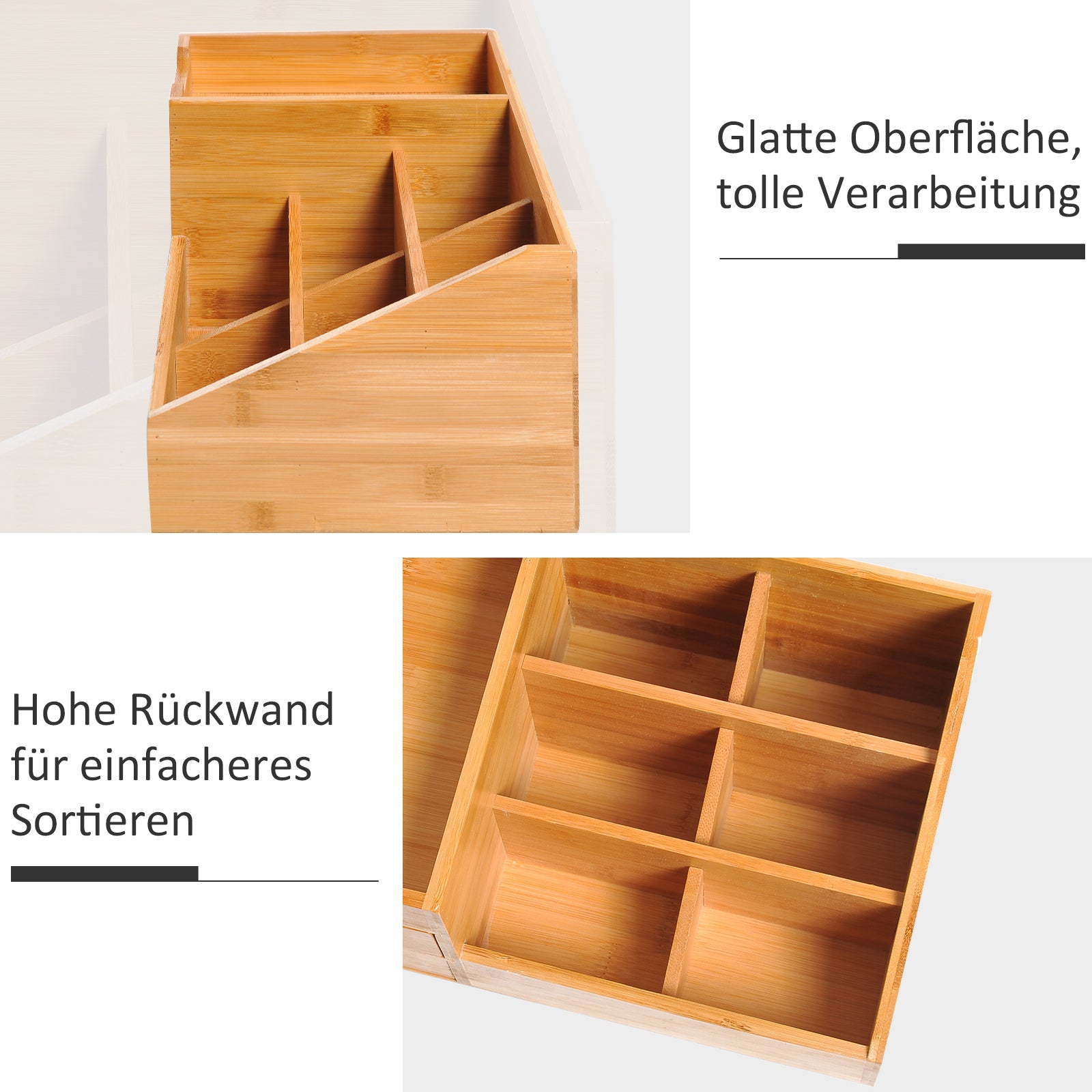 Desk Organizer Storage Box Office Box Organization 2 Drawers Natural L33 x W20.5 x H15.5 cm