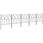 Garden Fences 205x45.5 cm Set of 5 Decorative Metal Garden Fences Free Combination Animal Barrier for Terrace Patio Lawn Black