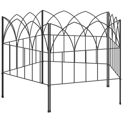 Garden Fences 205x45.5 cm Set of 5 Decorative Metal Garden Fences Free Combination Animal Barrier for Terrace Patio Lawn Black
