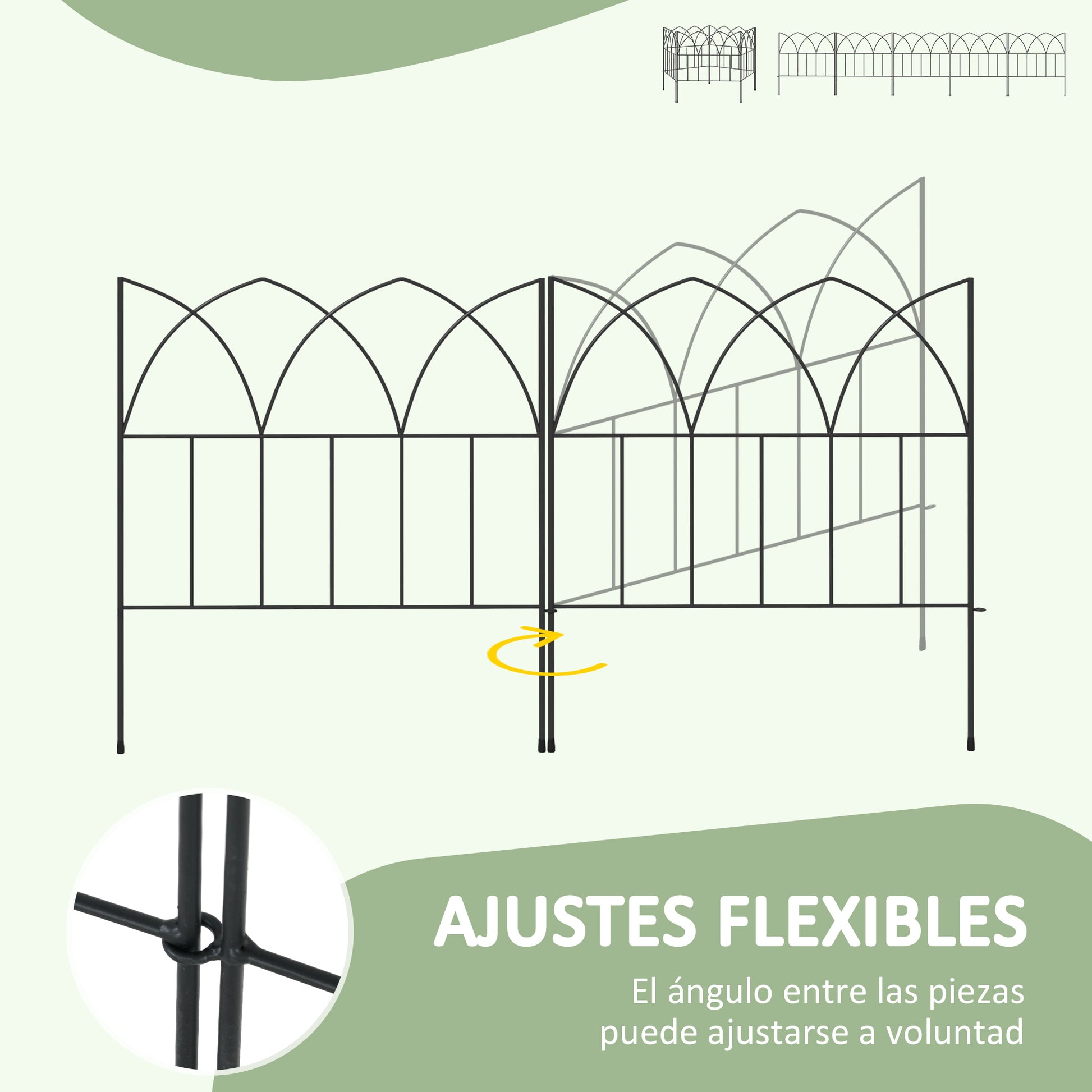 Garden Fences 205x45.5 cm Set of 5 Decorative Metal Garden Fences Free Combination Animal Barrier for Terrace Patio Lawn Black