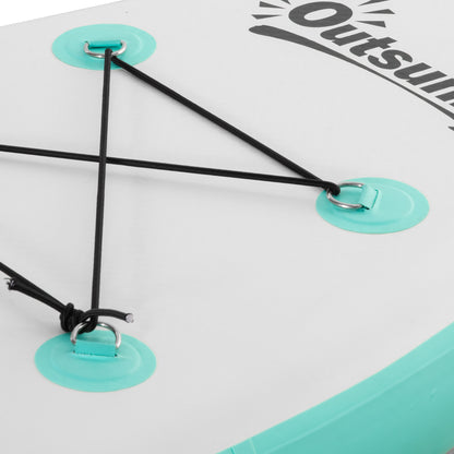 Inflatable Paddle Board 320x76x15 cm Foldable with Adjustable Detachable Aluminum Paddle Carry Bag and Complete Accessories White and Turquoise