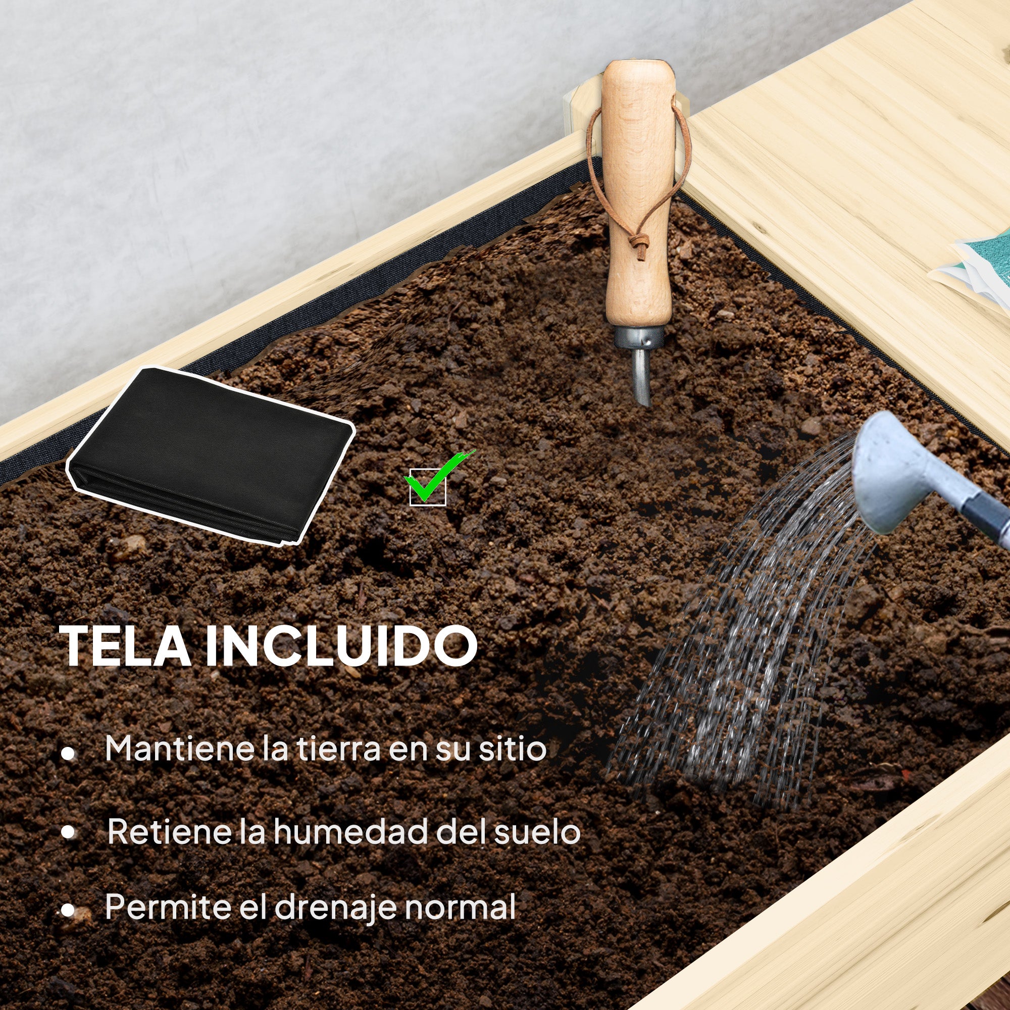 Wooden Elevated Garden Bed with Wheels Foldable Shelves Planter Raised Table for Cultivating Flowers Vegetables in Garden Terrace 145x52x86 cm Natural
