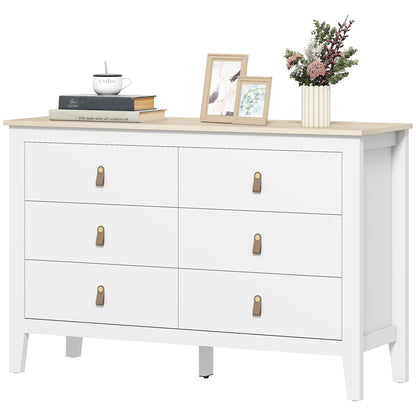6-Drawer Dresser Dresser for Bedroom with PU Handles Chest of Drawers for Living Room Hallway 120x40x78 cm White