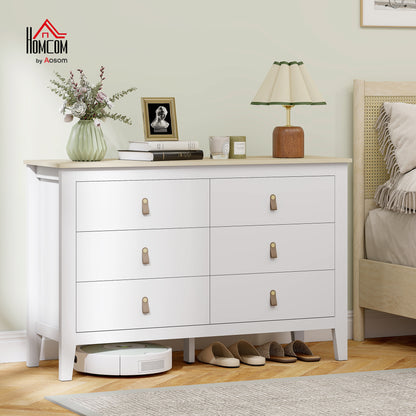 6-Drawer Dresser Dresser for Bedroom with PU Handles Chest of Drawers for Living Room Hallway 120x40x78 cm White