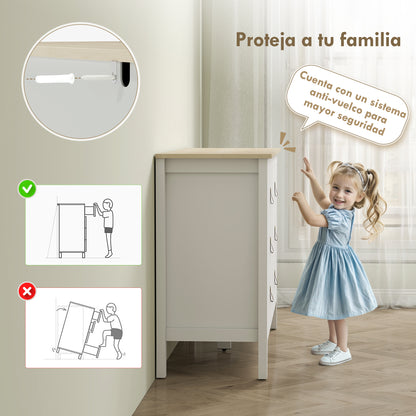 6-Drawer Dresser Dresser for Bedroom with PU Handles Chest of Drawers for Living Room Hallway 120x40x78 cm White