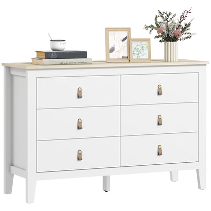 6-Drawer Dresser Dresser for Bedroom with PU Handles Chest of Drawers for Living Room Hallway 120x40x78 cm White