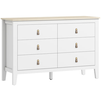 6-Drawer Dresser Dresser for Bedroom with PU Handles Chest of Drawers for Living Room Hallway 120x40x78 cm White